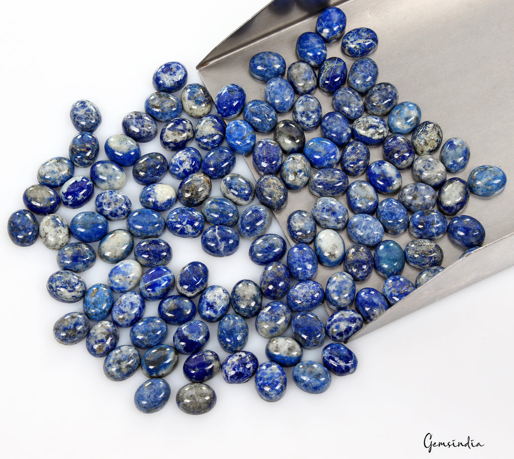 Lapis Lazuli Lot, Cabochon — 110 Pieces, 10x8mm, 370 Ct, Afghanistan