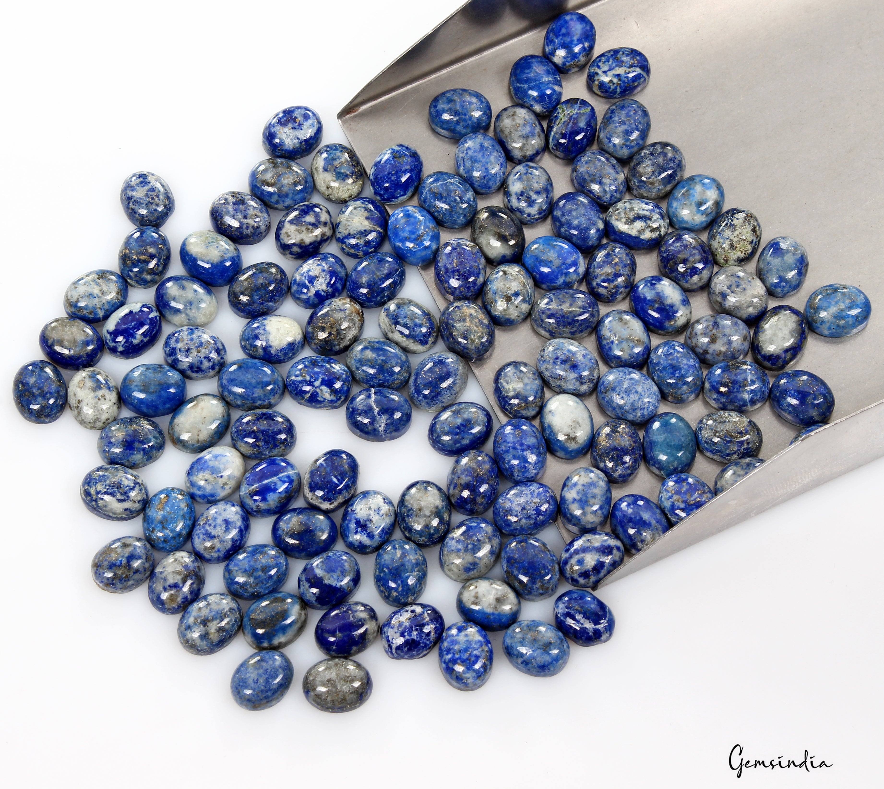 Lapis Lazuli Lot, Cabochon — 110 Pieces, 10x8mm, 370 Ct, Afghanistan
