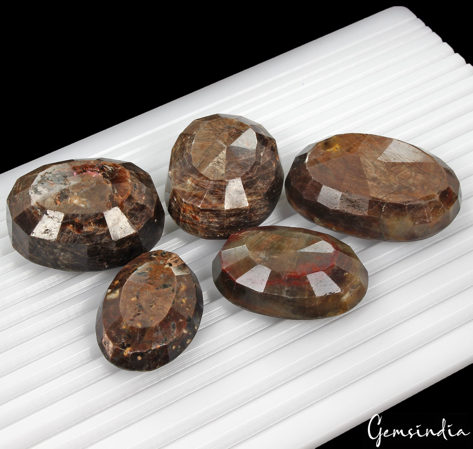 1400 Ct/5 Pcs Natural Untreated Brown Sapphire Oval Faceted Loose Wholesale Gems