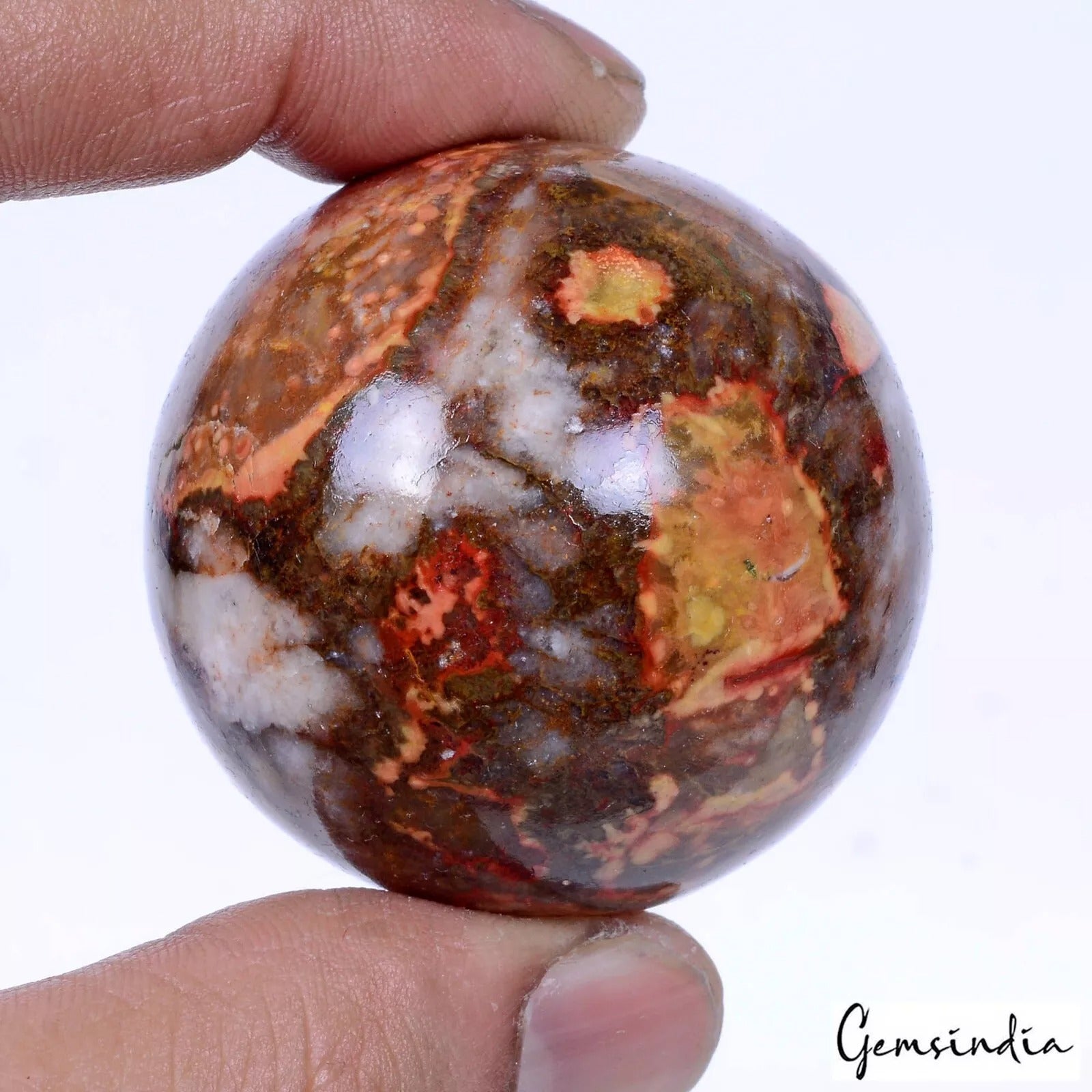 Ocean Jasper Sphere, Untreated — 46mm, 660 Ct, Madagascar