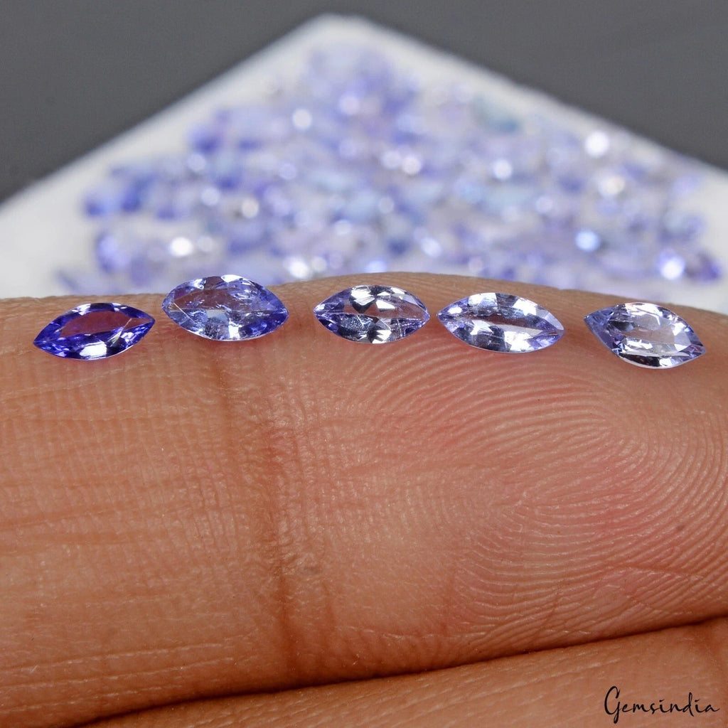 92 Pcs Natural Tanzanite 5x2.5mm Marquise Cut Dazzling Loose Gemstones Wholesale