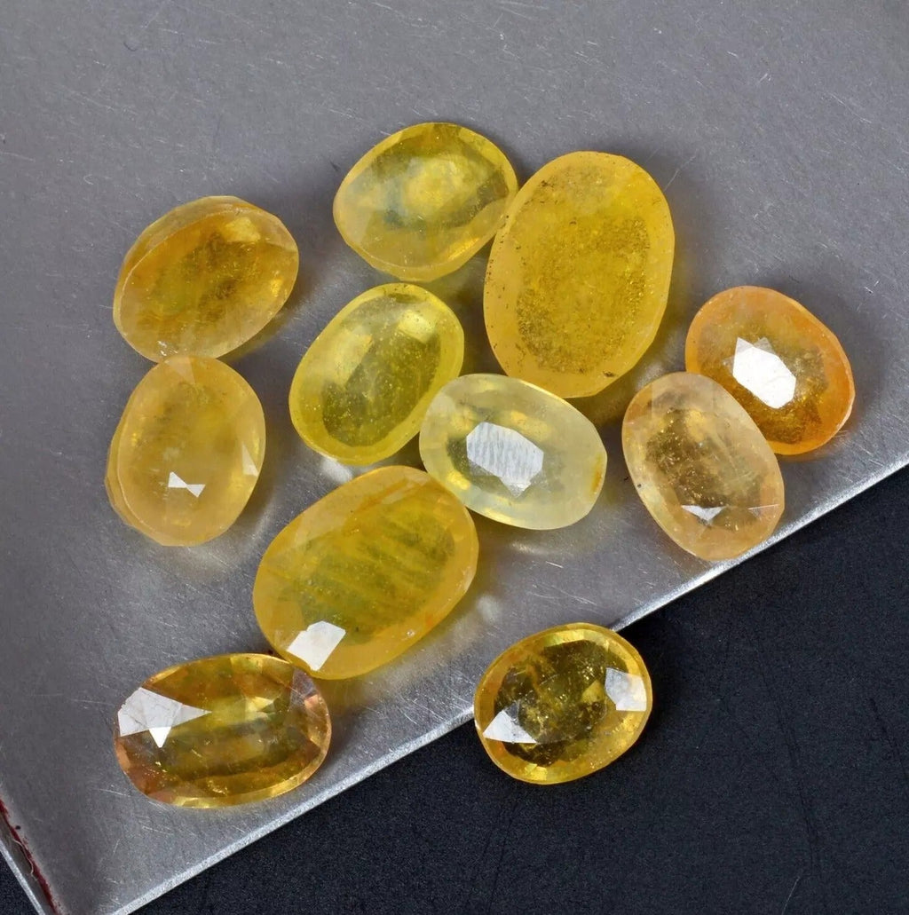 54.80 Ct Natural Yellow Sapphire Oval Cut Loose Untreated Ceylon Gemstones~11 Pc