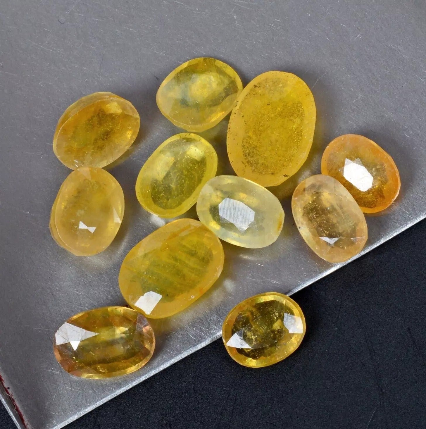 54.80 Ct Natural Yellow Sapphire Oval Cut Loose Untreated Ceylon Gemstones~11 Pc