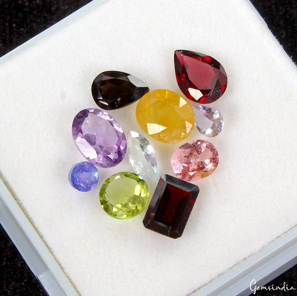 All Kind Semi Precious Loose Gemstone 8.80 Crt Wholesale Lot Natural Mix Faceted