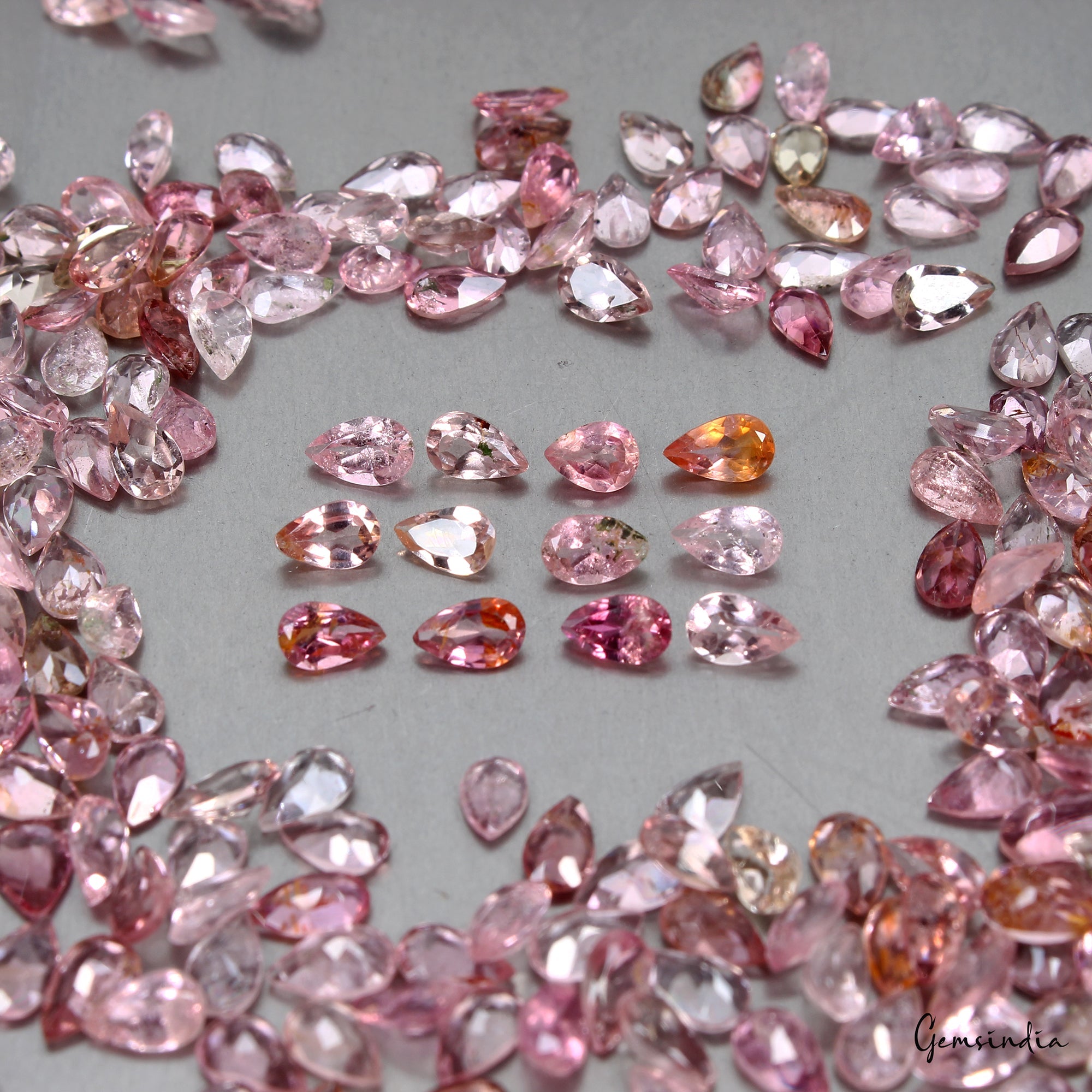 352 Pcs Lot Amazing Natural Pink Tourmaline Pear Cur Certified Gems Lot 47.50 Ct