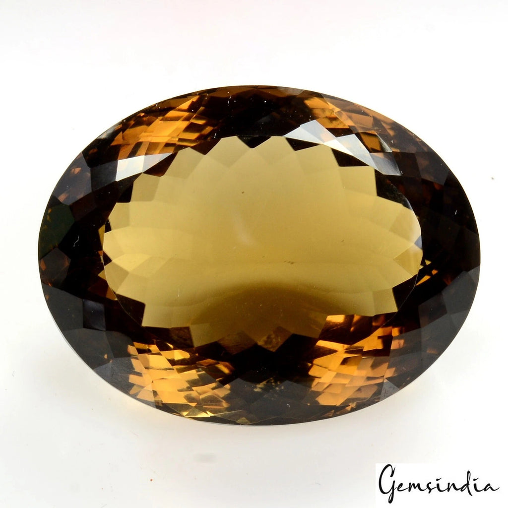 Citrine Loose Gemstone, Oval Cut, Untreated — 30x24x17 mm, 75.20 Ct, Brazil