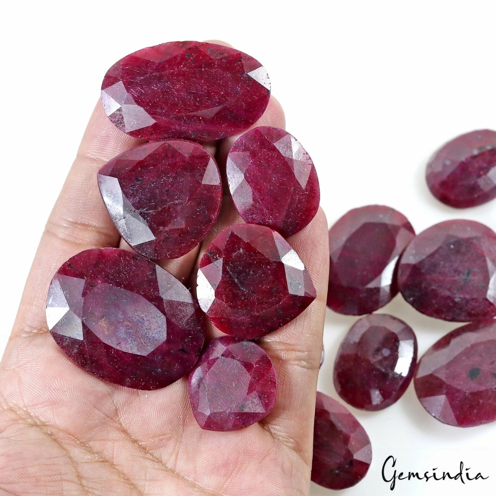 Certified 850 Cts/14 Pcs Natural Dark Red Ruby Oval Pear Loose Gems For Jewelry