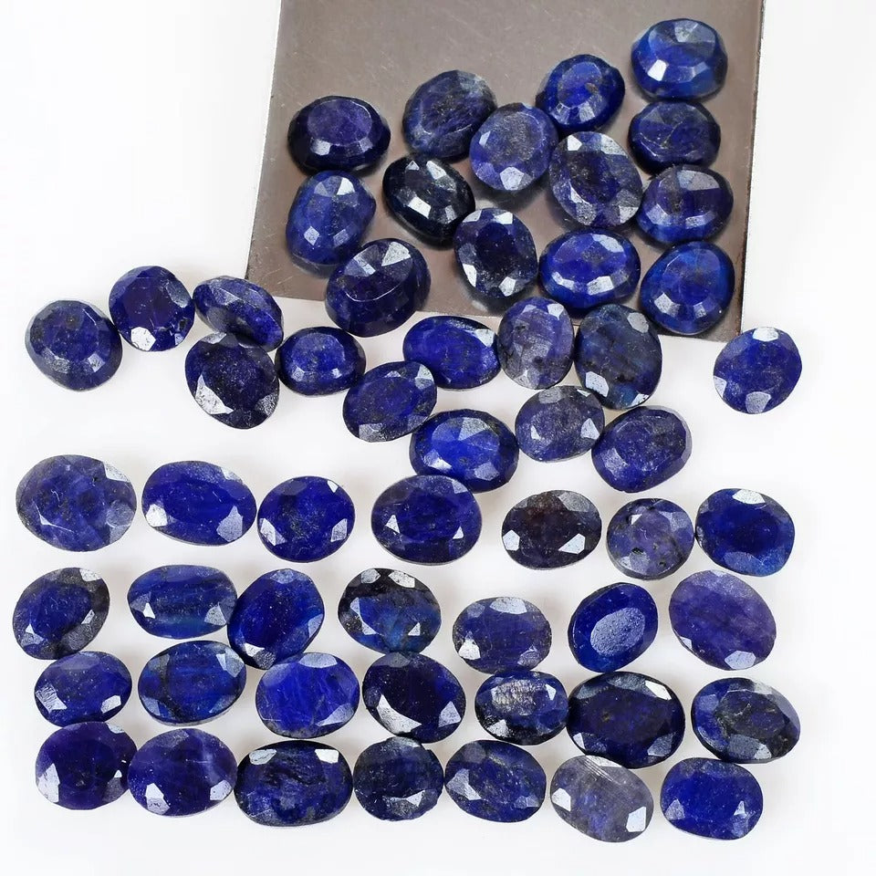 122.20 Cts/55 Pcs Natural Oval Blue Sapphire Oval Faceted Loose Gem For Jewelry