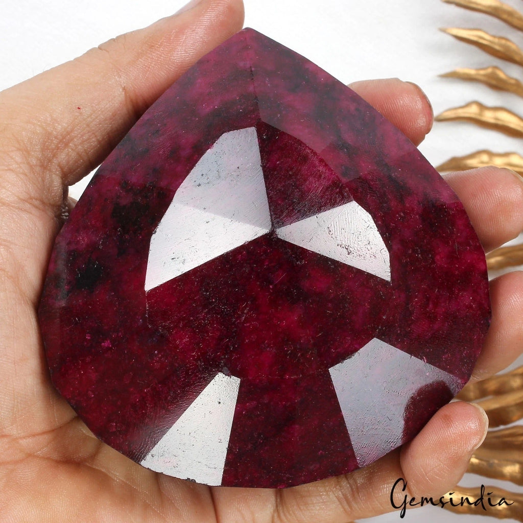 Certified 3130 Cts Natural Red Ruby Pear Faceted Cut Huge Museum Size Loose Gem
