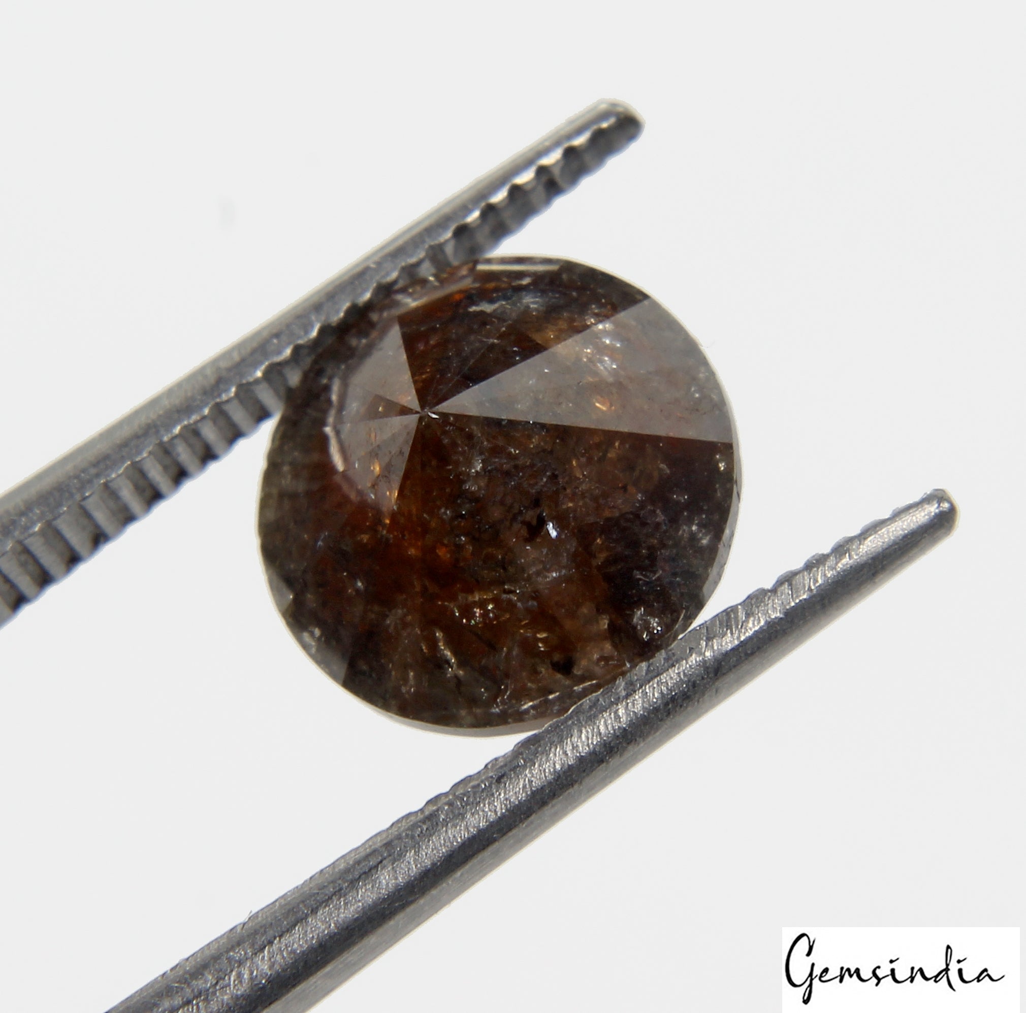 Round Rustic Cognac Brown Loose Diamond 3.05 Ct. Natural Salt And Pepper Diamond