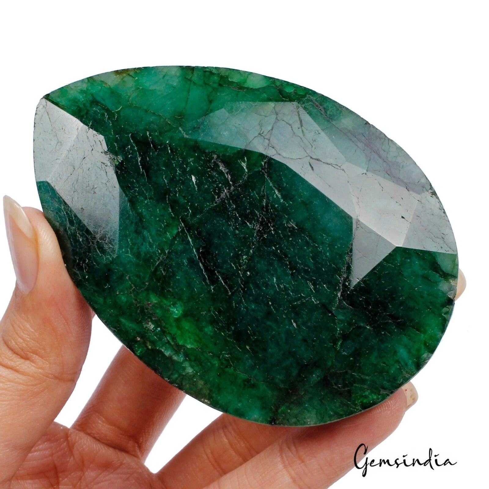 Brazilian Emerald Loose Gemstone, Color Enhanced, Green — 85 x 59 x 19 mm, 730 Ct, Brazil