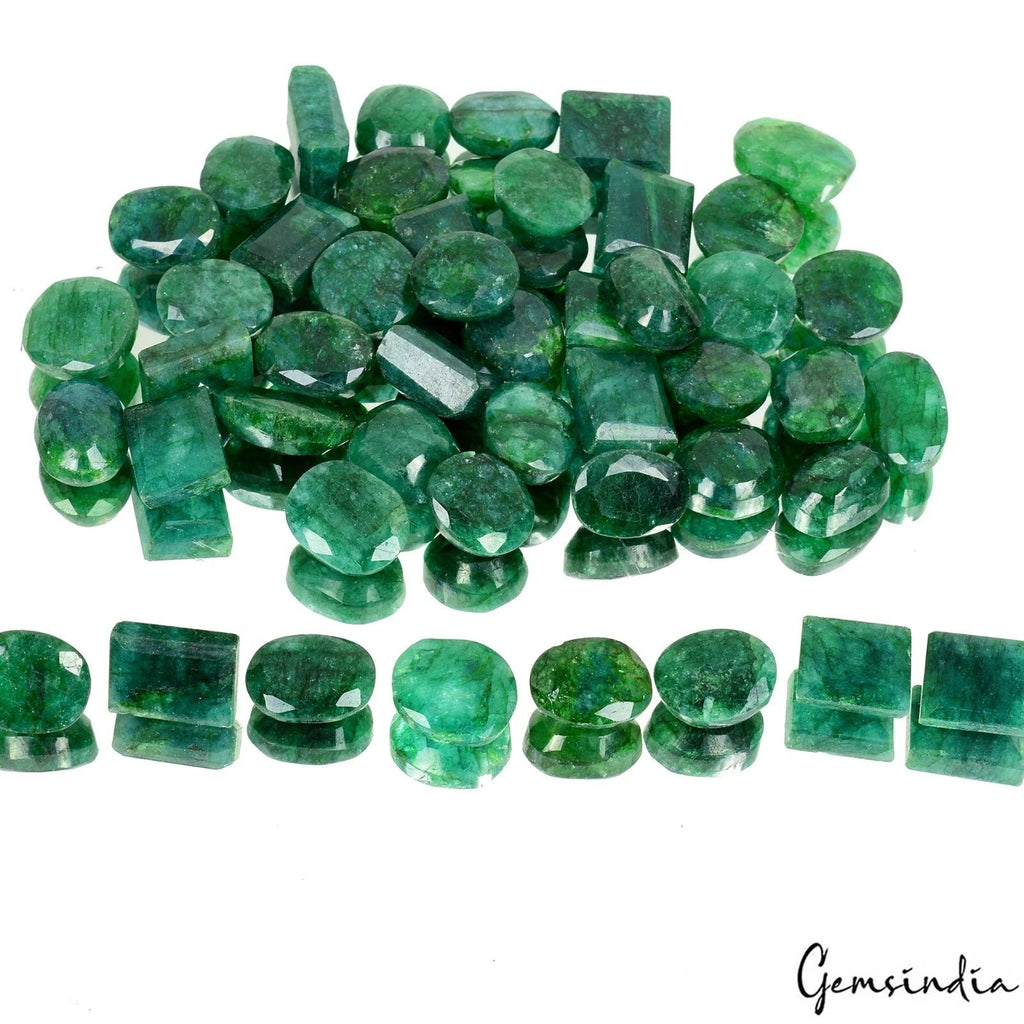 500 Cts Natural Finest Green Emerald Mix Cut Loose 13-15mm Gemstones Lot, Brazil