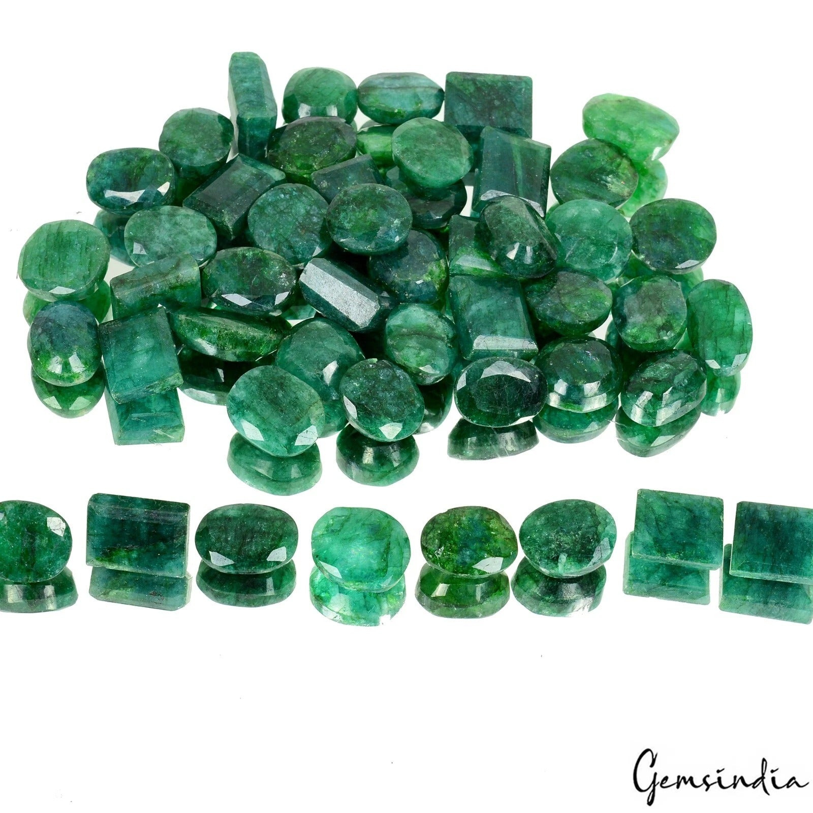 500 Cts Natural Finest Green Emerald Mix Cut Loose 13-15mm Gemstones Lot, Brazil