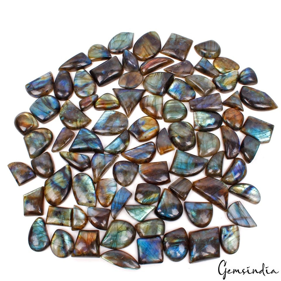 Natural Labradorite Mix Shape Cabochon Blue Green Shine Loose Gemstones 1450 Cts