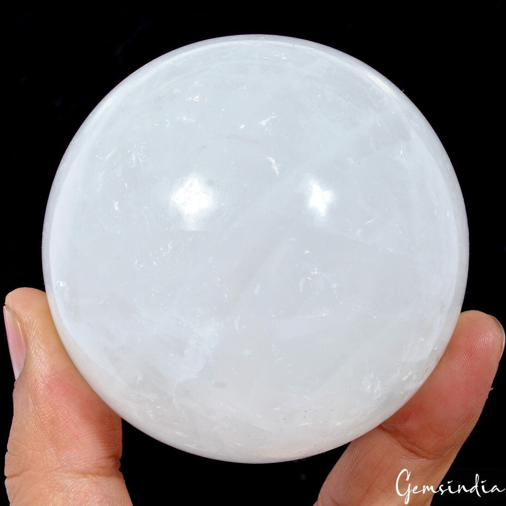 2900 Cts Natural Smooth Polished White Quartz Crystal Healing Sphere/Ball ~ 3"