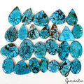 Turquoise Lot, Cabochon, Pear, Cushion & Fancy Shape Cabochon, Color Enhanced — 25 Pieces, 21mm to 37mm, 750 Ct
