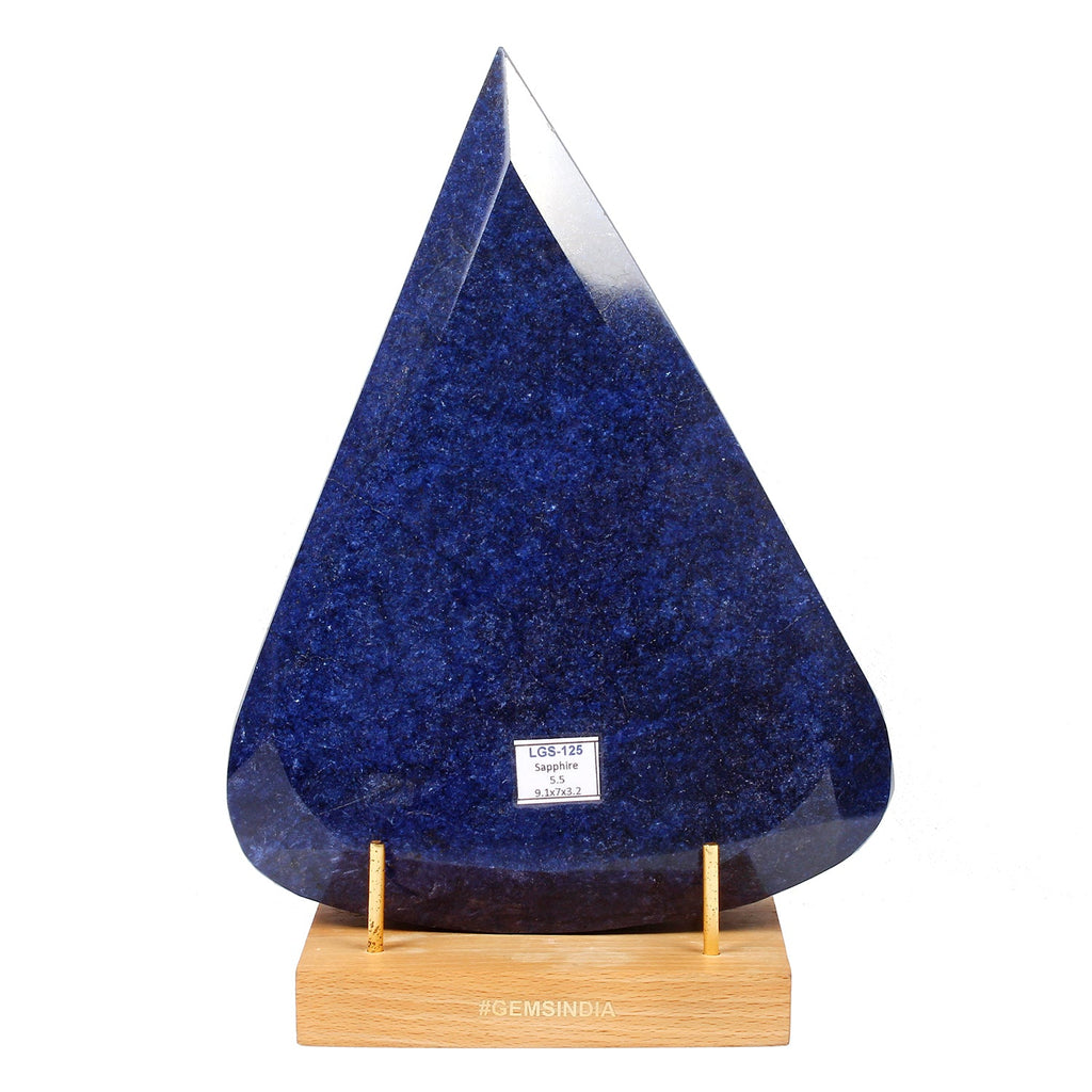 Large 5.5 kilo Natural Blue Sapphire Stone Huge Pear Cut 9.1" Display Specimen
