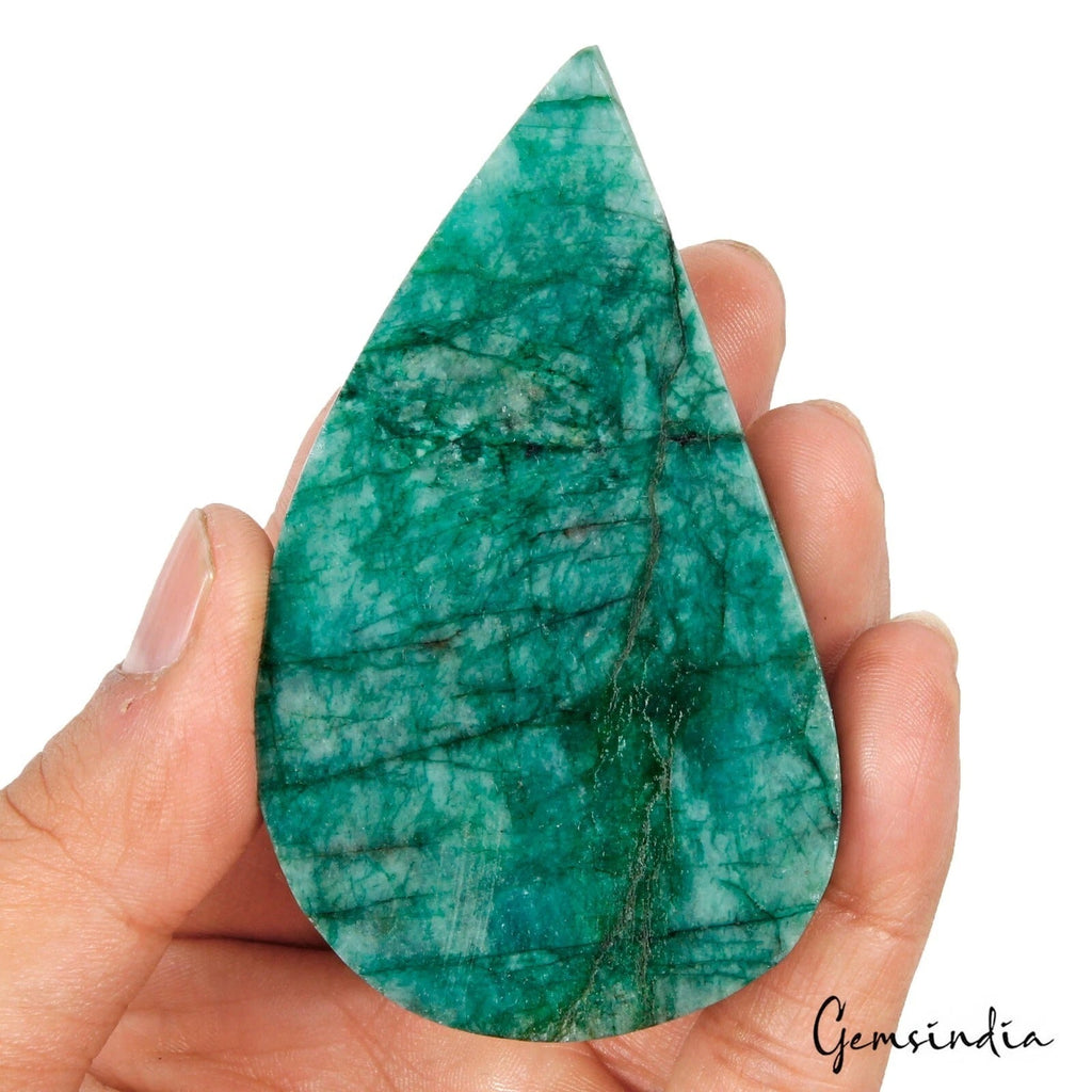 750 Ct Natural Green Zambian Emerald Pear Carving Museum Size Loose Gemstone