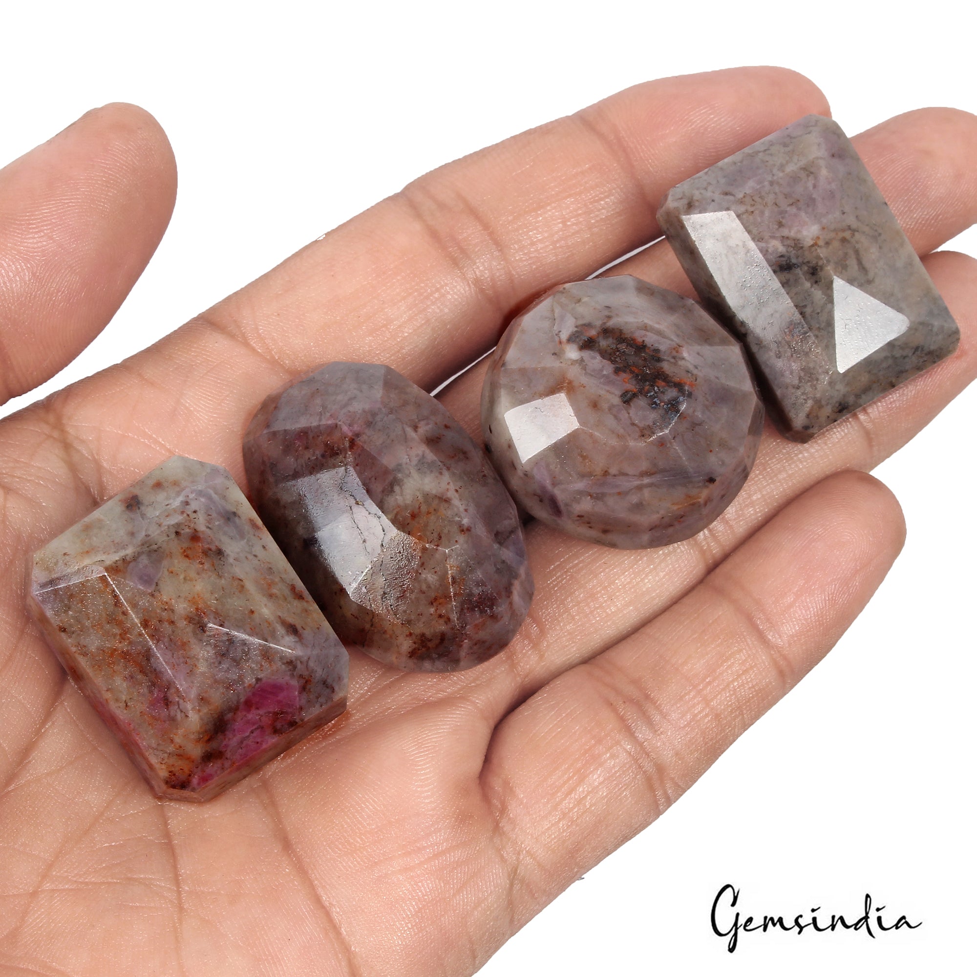 520 Ct/4 Pc Natural Untreated Ruby in Crystal Matrix Mix Cut Wholesale Gem Lot