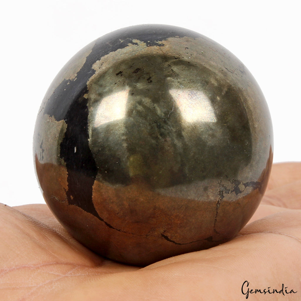 1600 Ct Natural Gold Pyrite Crystal Reiki Healing Mineral Gemstone Sphere/Ball