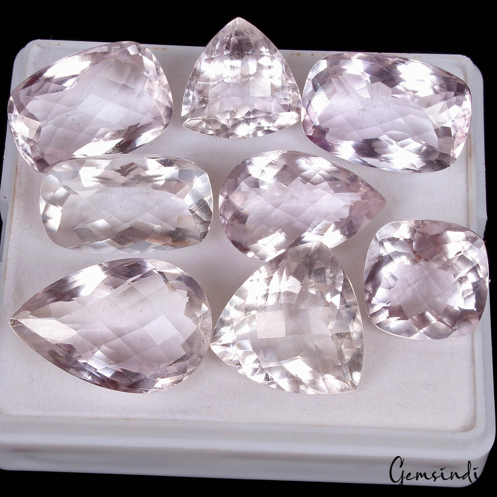 145.70 Ct Natural Bolivian Amethyst Lavender 15-24mm Mix Checker Cut Gemstones