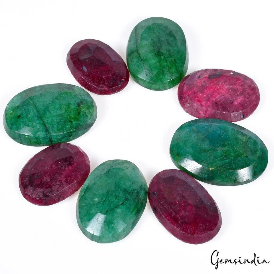 420 Ct Natural Red Ruby Green Emerald Oval Cut Loose Wholesale Gems For Jewelry