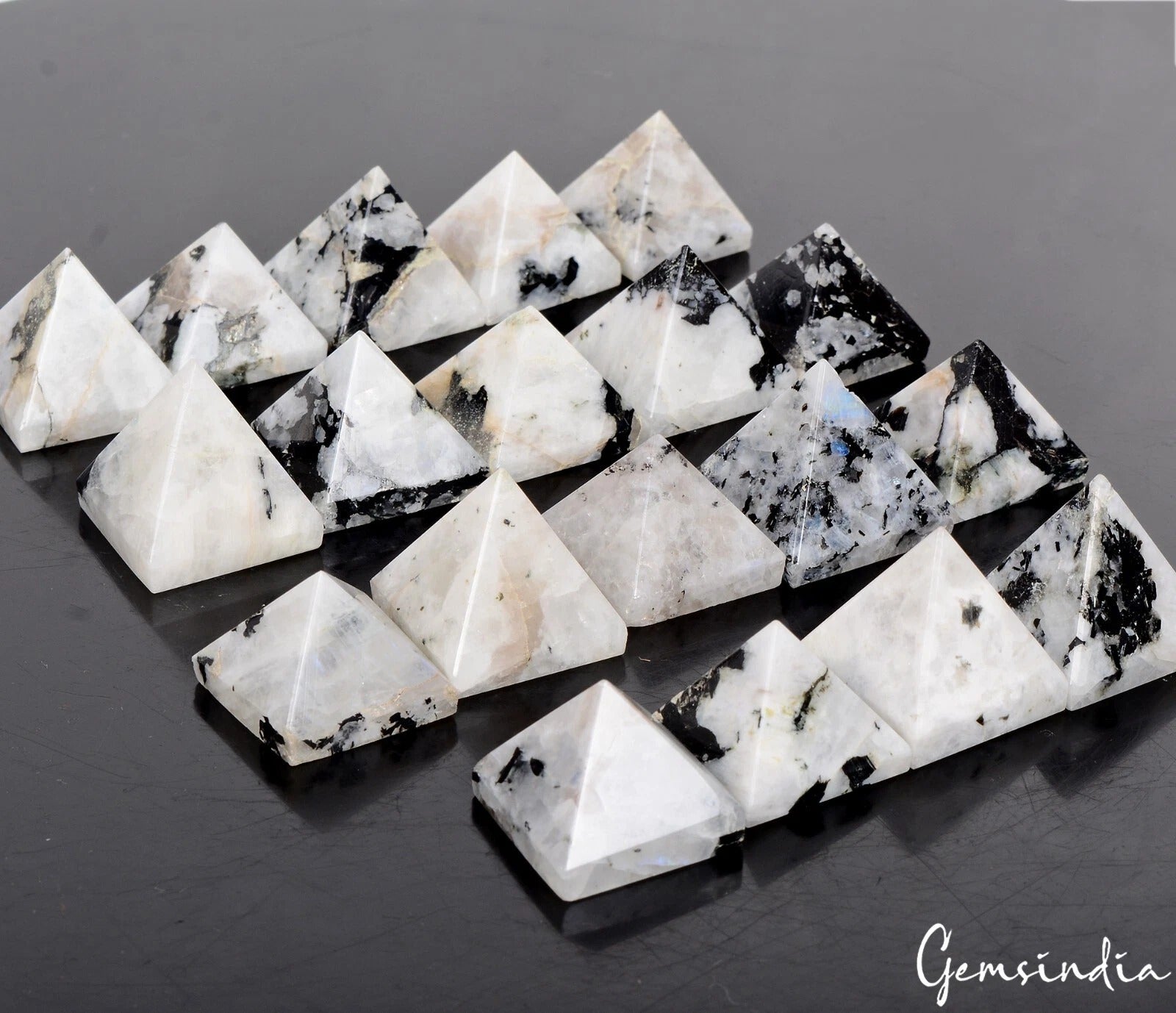 1330 Ct Natural Moonstone Pyramid Reiki Healing Crystal /Energy Charged Gemstone