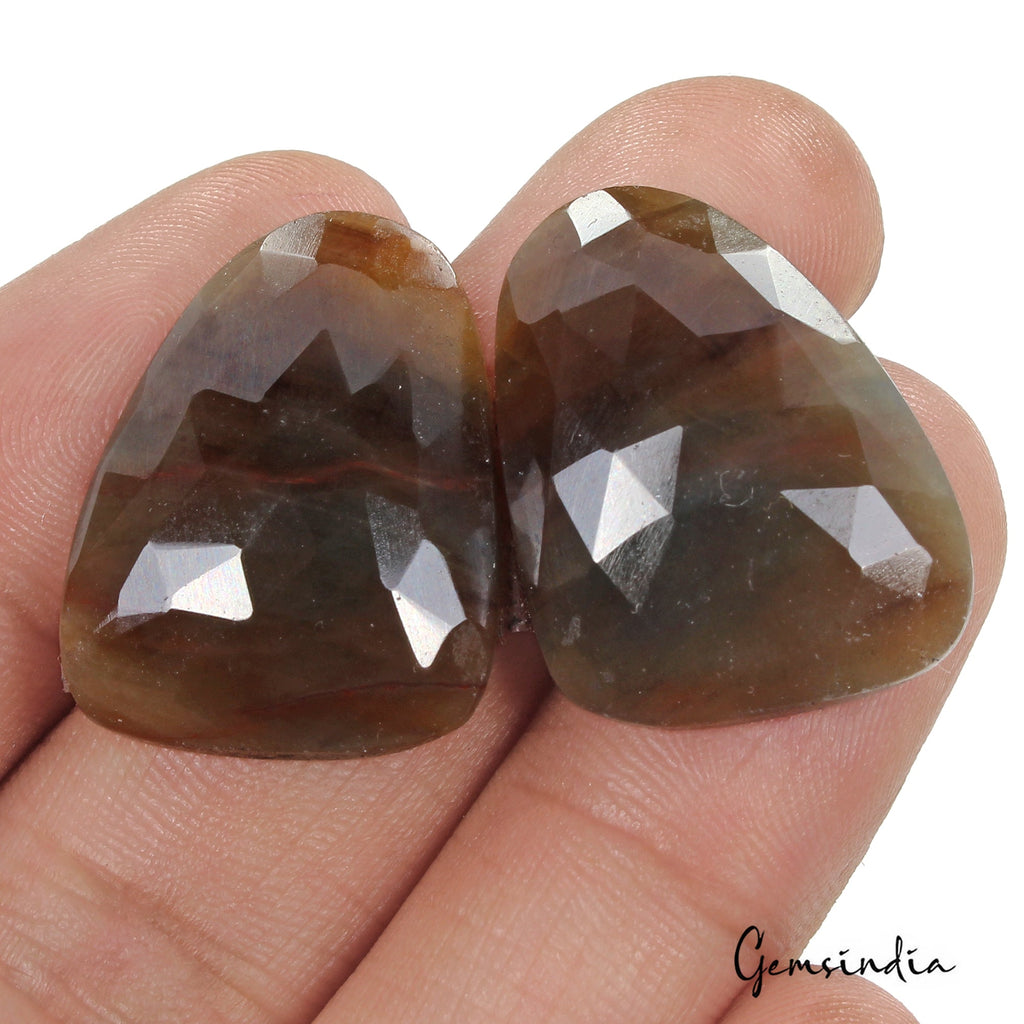 58.00 Ct Natural Brown Untreated Sapphire Fancy Checker Cut Loose Gemstone Pair