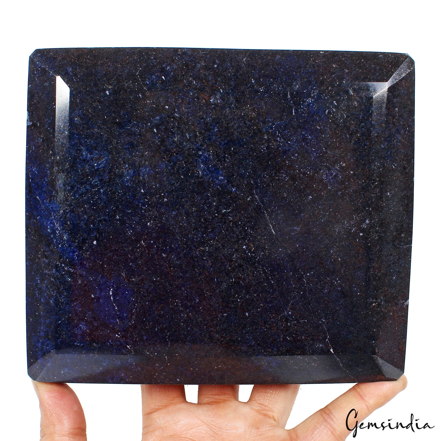 Blue Sapphire Rough, Octagon Cut, Color Enhanced — 6.9x6x2.8 Inches, 3.8 Kg (19000 Ct), Madagascar
