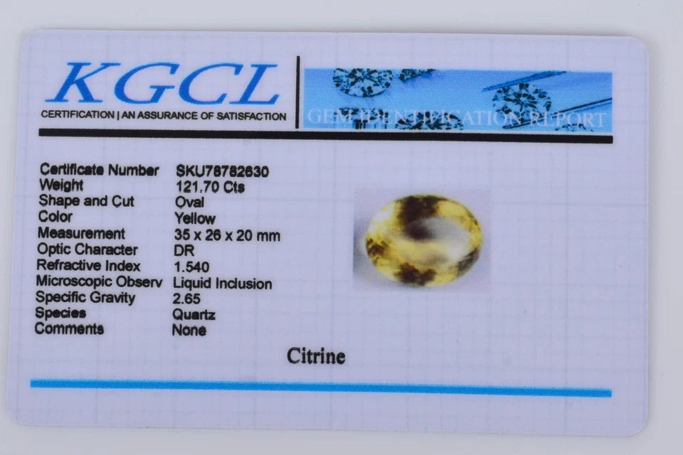 Certified 121.70 Cts Natural Untreated Yellow Citrine Oval Faceted Huge Rare Gem