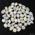 Moonstone Lot, Cabochon, Pear, Oval, Rectangular cabochon, Untreated — 52 Pieces, 15mm to 32mm, 1050 Ct, Madagascar