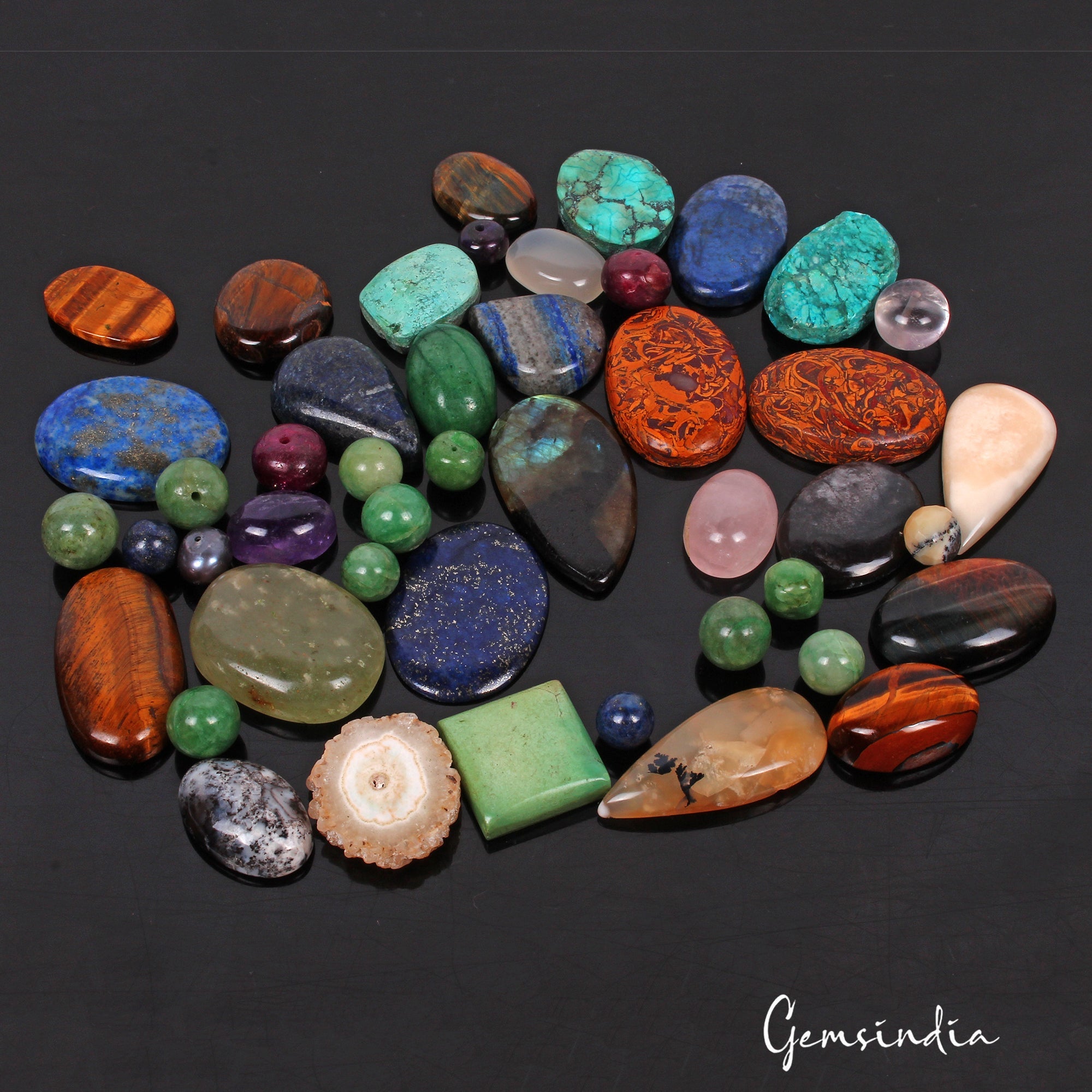 Loose Gemstone Lot~ Lapis, Cabochon, Labradorite, Solar Quartz, Mix Bead 1100 Ct