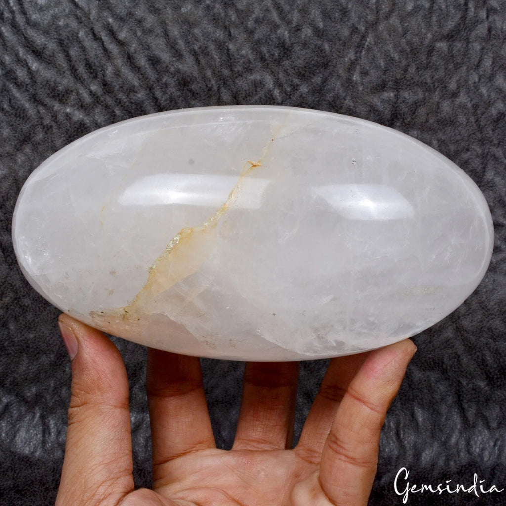 White Quartz Sphere, Untreated — 6.25x3.25 Inch, 1.60 Kg (8000 Ct)