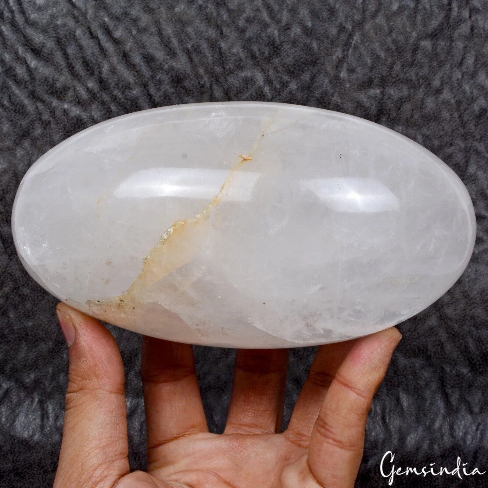 White Quartz Sphere, Untreated — 6.25x3.25 Inch, 1.60 Kg (8000 Ct)