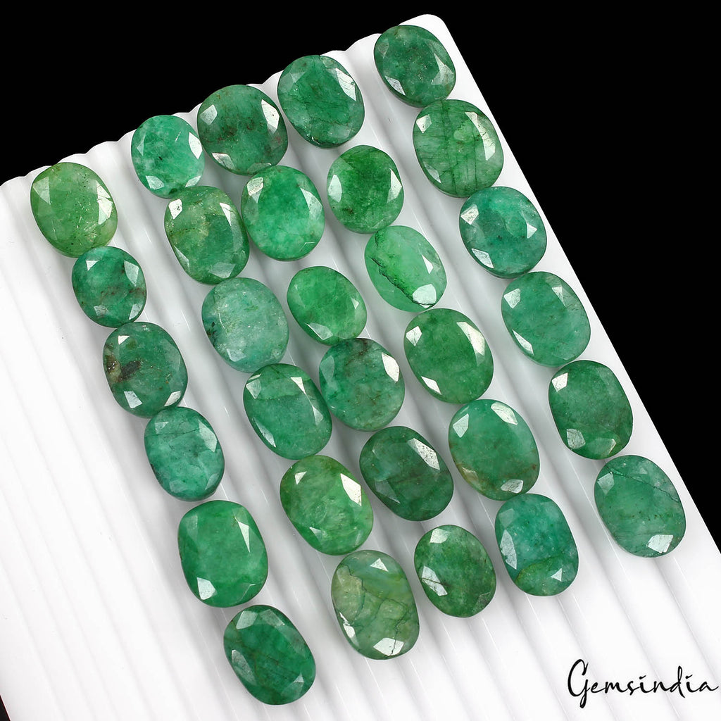 Emerald Lot, Loose Gemstone, Color Enhanced, Green — 30 Pieces, 16mm to 20mm, 500 Ct, Brazil