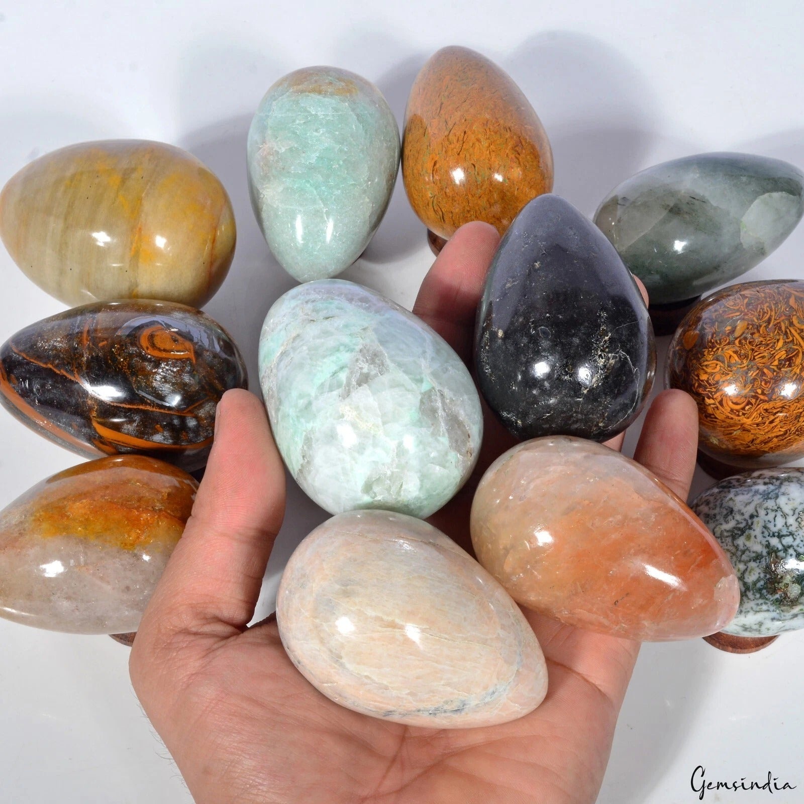 Wholesale 12 Pcs Mixed Egg Sphere Natural Healing Crystal Specimen Stone 2.1 kg