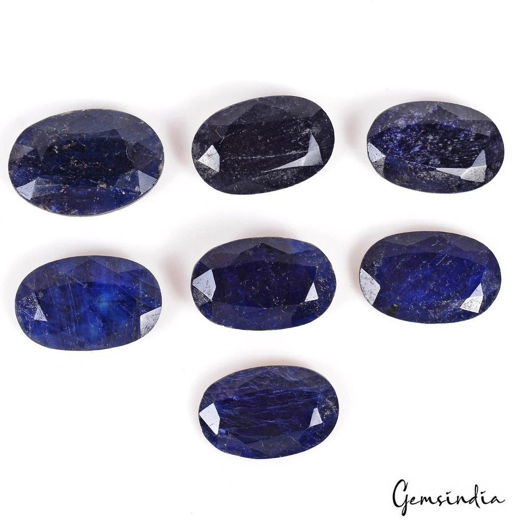 Certified 161.60 Cts/7 Pcs Natural Blue Sapphire Oval Faceted Cut Loose Gems Lot
