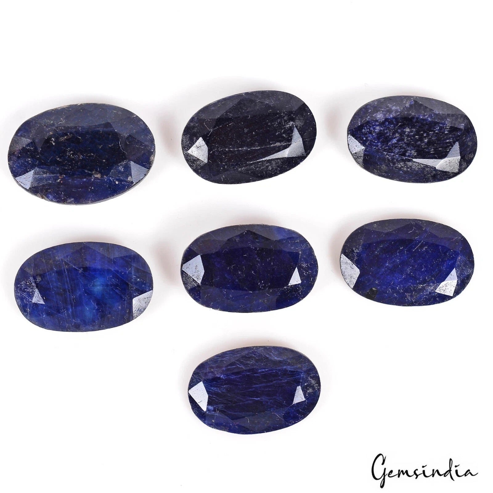 Certified 161.60 Cts/7 Pcs Natural Blue Sapphire Oval Faceted Cut Loose Gems Lot
