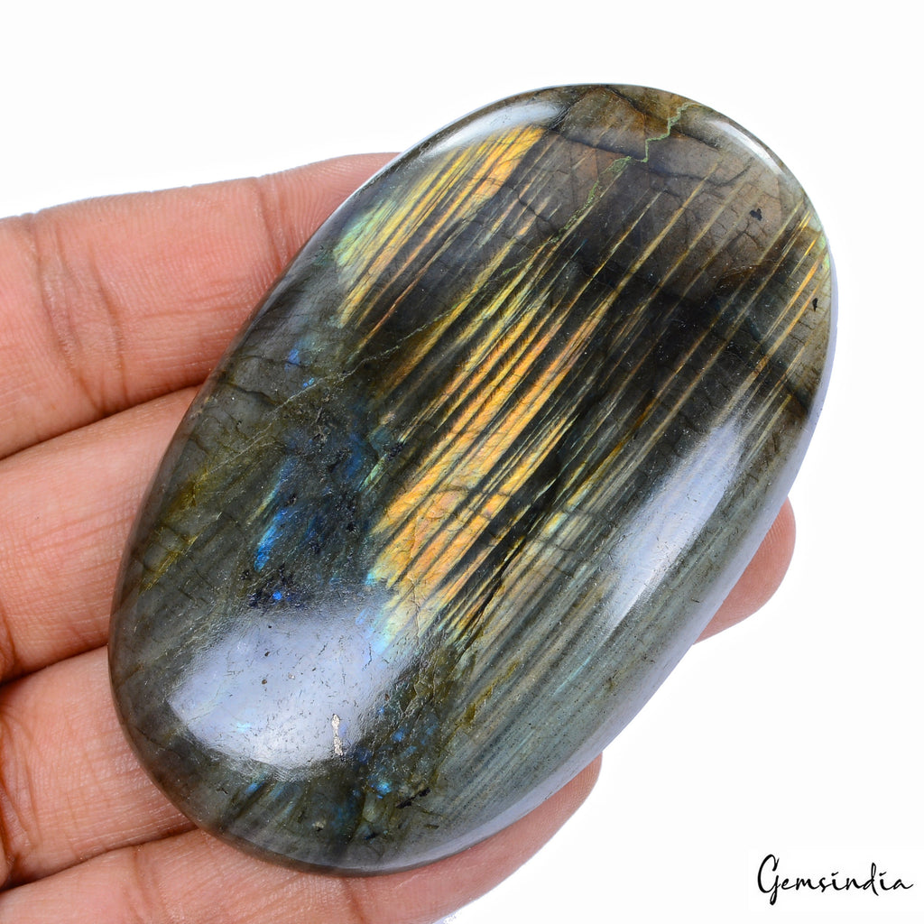 360 Ct Natural Untreated Golden Shine Labradorite Oval Cab Loose Gem For Pendant