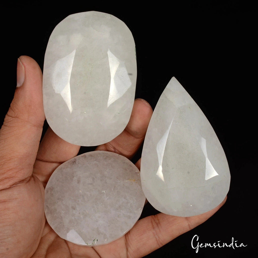 1960 Ct/3 Pcs Natural Untreated White Quartz Mix Cut Loose Madagascar Gemstones