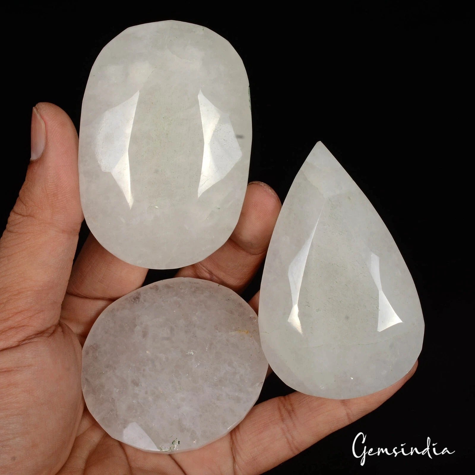 1960 Ct/3 Pcs Natural Untreated White Quartz Mix Cut Loose Madagascar Gemstones