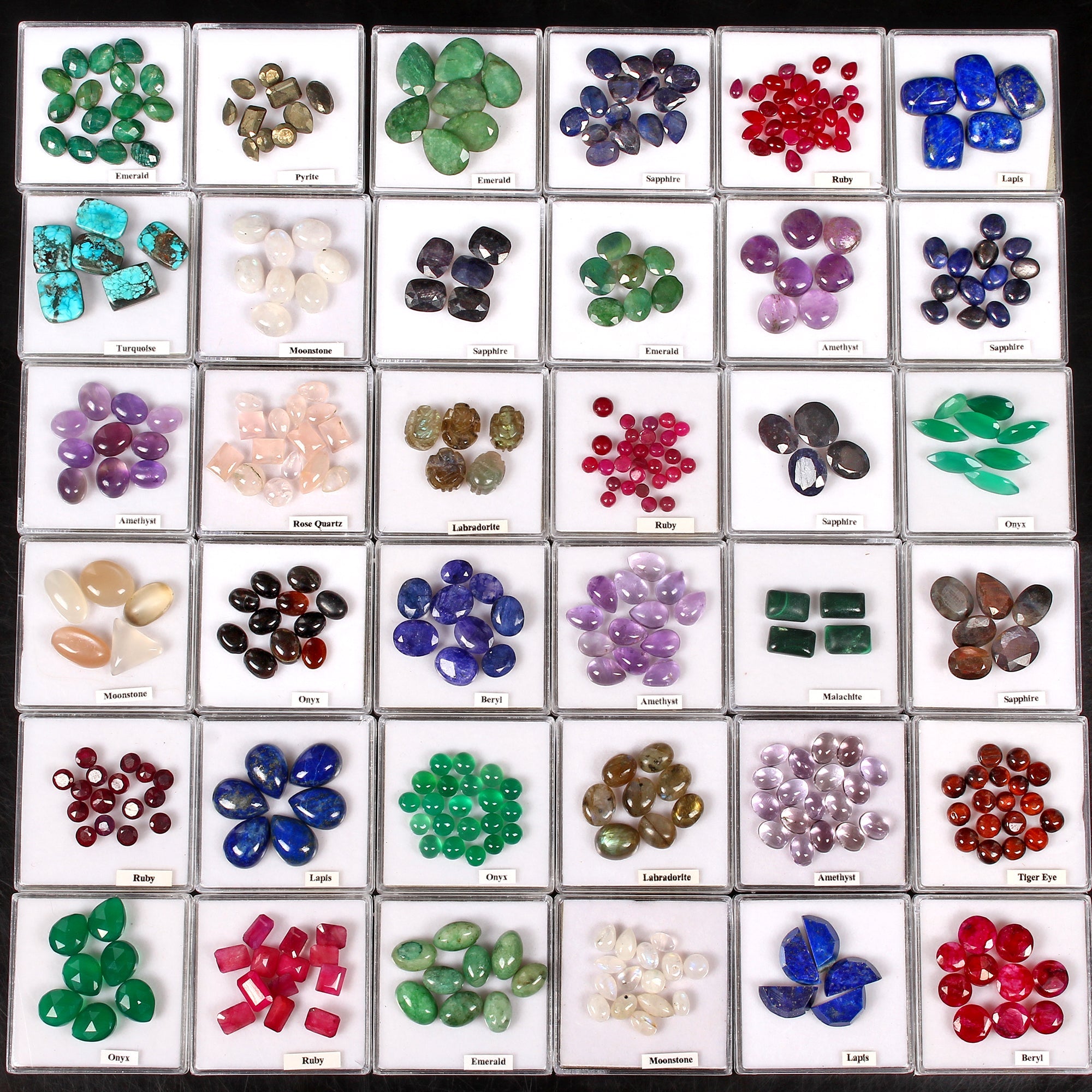 36 Lot Estate Genuine Multi Gems Loose Multi Color Gemstones Collection w/ Boxes