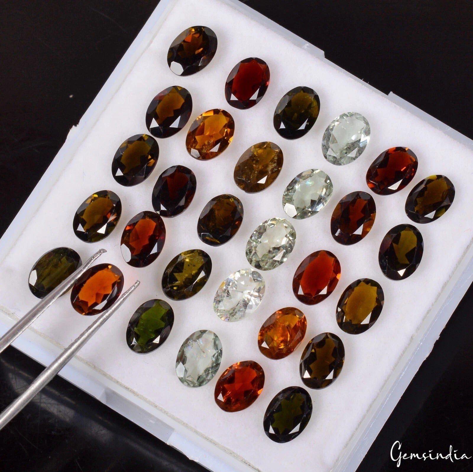 Certified Natural Multi Tourmaline Oval Cut Loose Gemstone Lot 7x5mm 30 Pcs