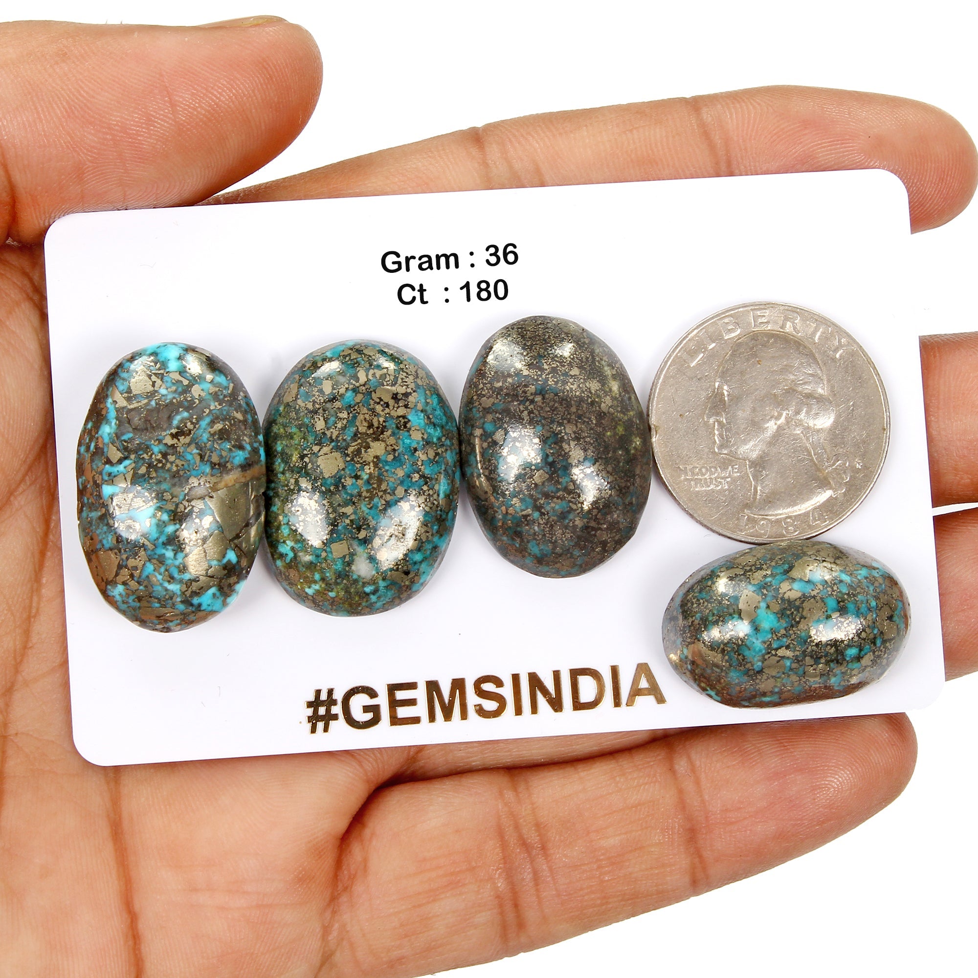 36Gm Natural Turquoise Blue Copper Loose Cabochon High Grade Untreated Gemstones