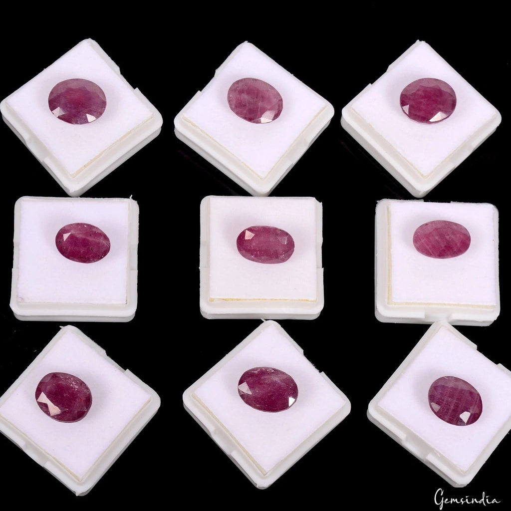 Certified 9 Pcs Natural Mozambique Red Ruby 87.30 Ct AAA Quality Loose Gemstones