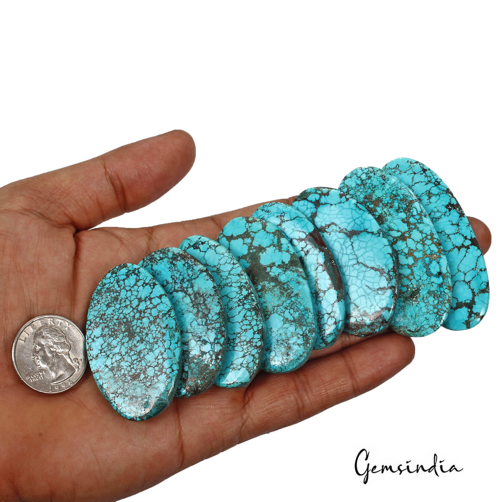 Turquoise Lot, Cabochon, Blue — 8 Pieces, 48mm to 62mm, 700 Ct