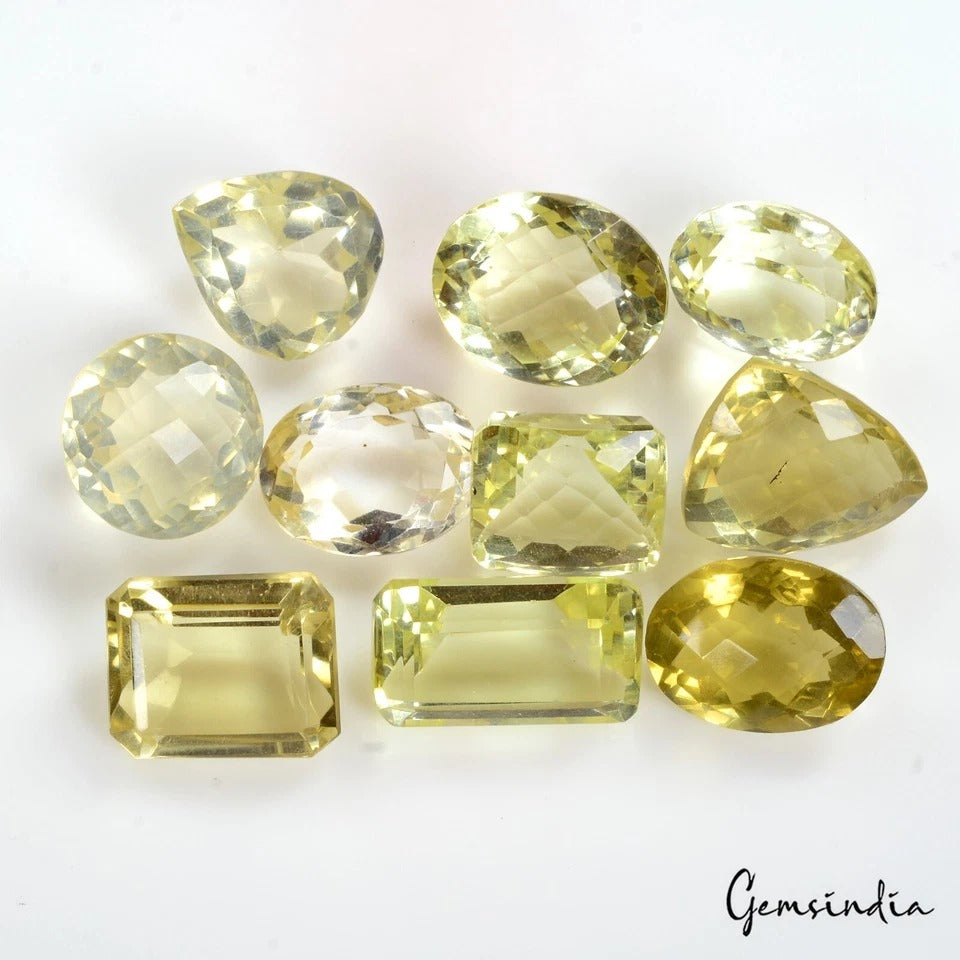 Lemon Quartz Lot, Loose Gemstone — 10 Pieces, 14mm to 19mm, 145.50 Ct