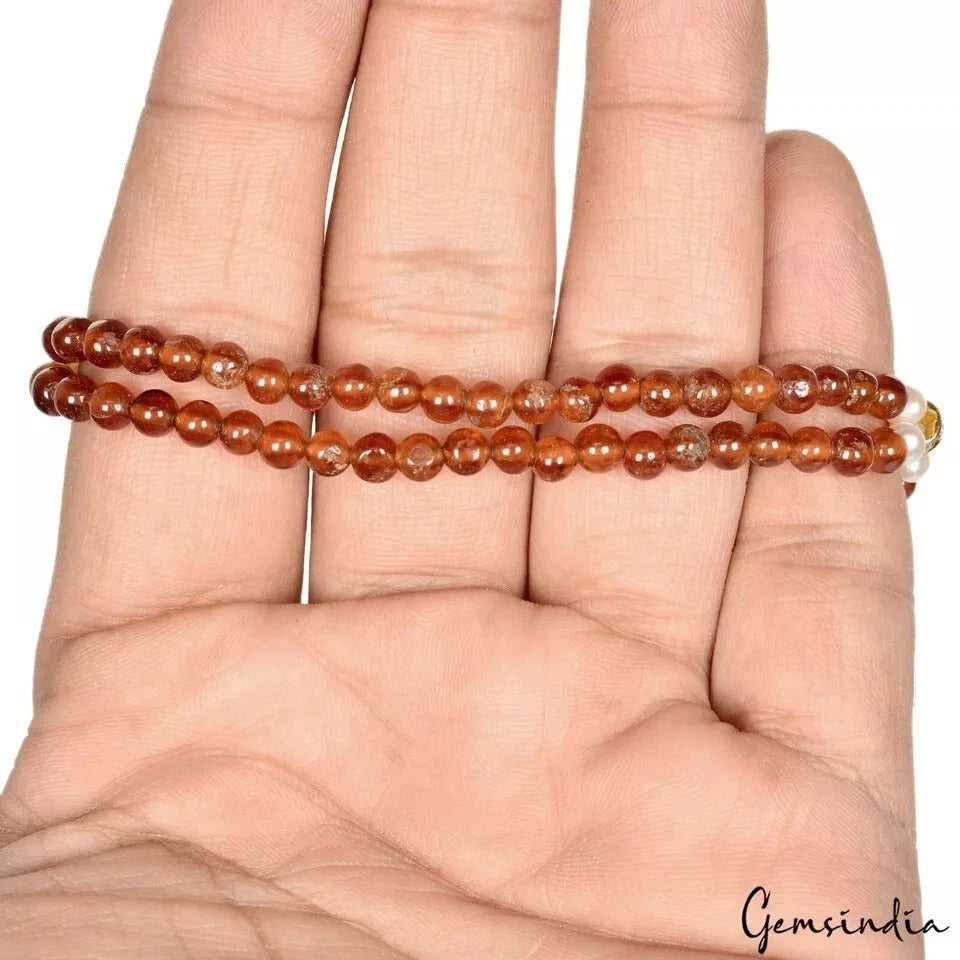 58.20 Ct Natural Untreated Brown Round Cut Center Drilled Handmade Bracelet 6.5"
