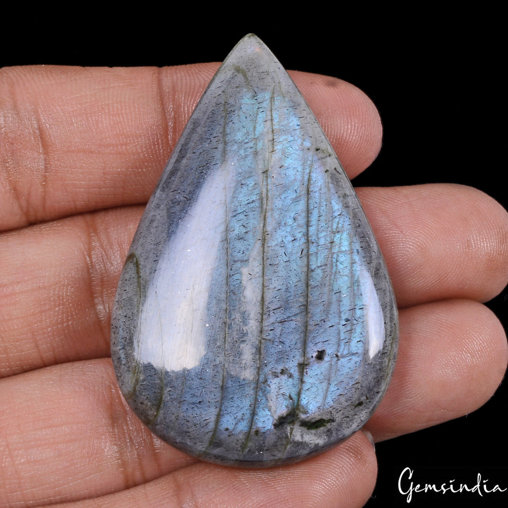 Certified 119.0 Ct Natural Untreated Blue Shine Labradorite Pear Gem For Pendant