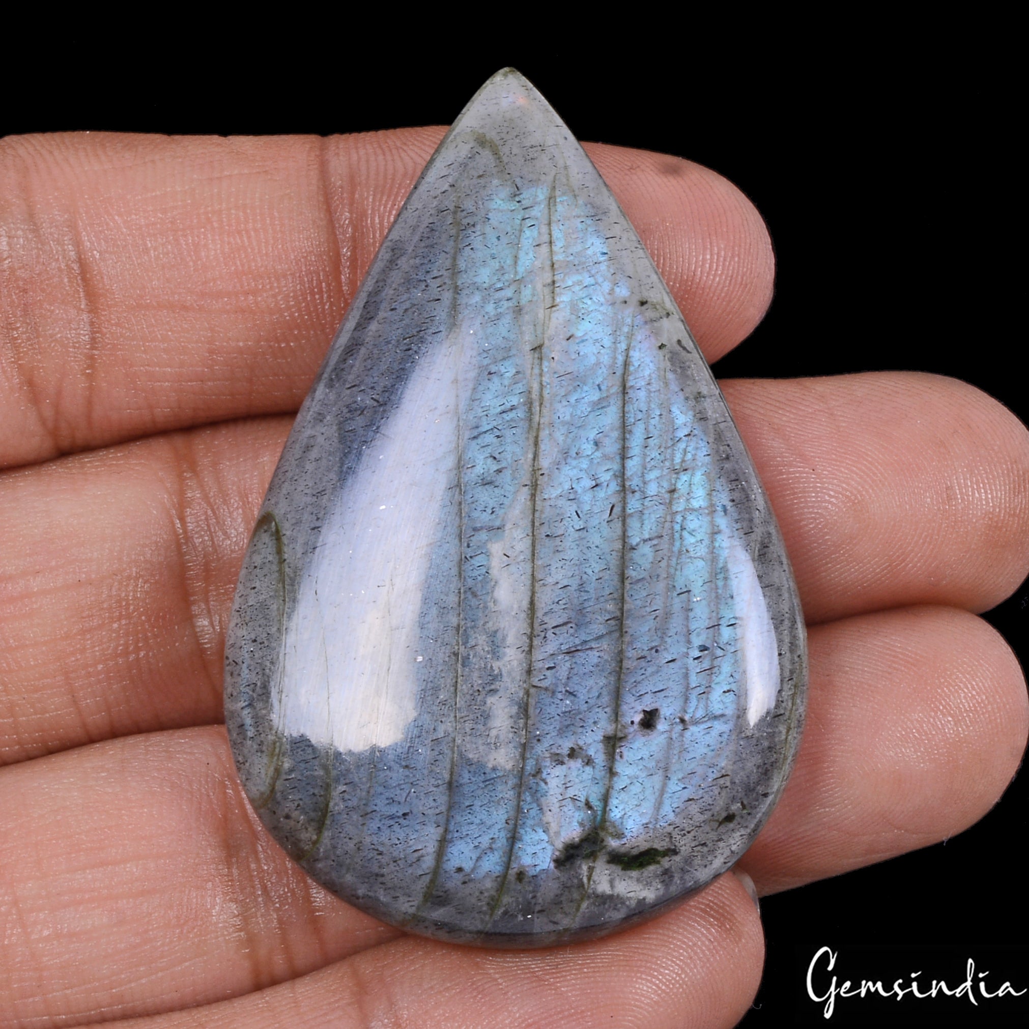 Certified 119.0 Ct Natural Untreated Blue Shine Labradorite Pear Gem For Pendant